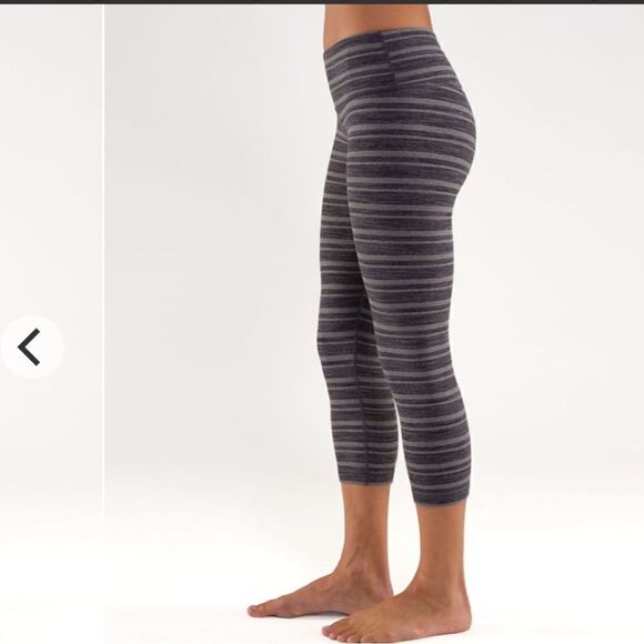 Lululemon Wunder Under BSG Black Stripes Galore Crop Leggings Rare Print 6 - Picture 5 of 11